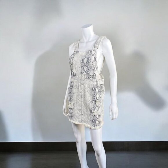 Pol Snakeskin Overall Skirt Beige Size Medium - Picture 5 of 16